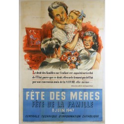 Aff. 77x114cm - Fête des mères 8 juin 1947