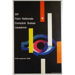 Aff. 64x99cm - Suisse 39eme Foire Nationale comptoir suisse Lausanne 1958