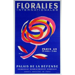 Aff. 60x97cm - Floralies internationales Paris 24 avril au 3 mai 1964