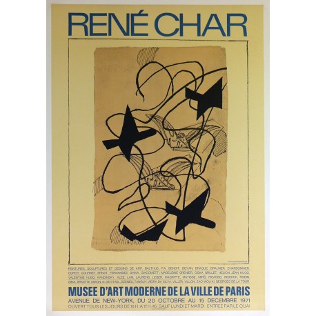 Aff. 53x77cm - René Char Musée d'Art Moderne de la Ville de Paris 1971 Etude de George Braque