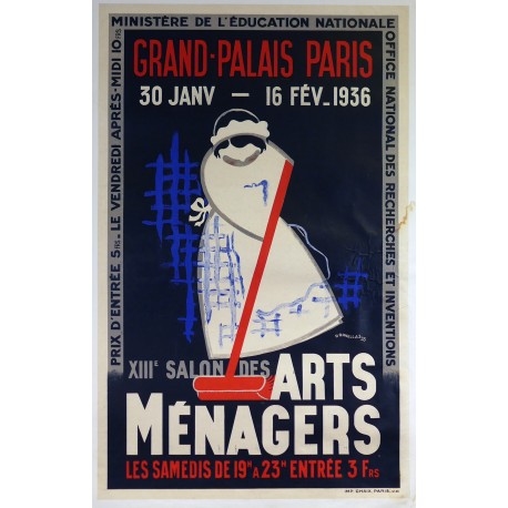 Aff. 60x96cm - 13ème Salon des Arts Ménagers 1936 Paris