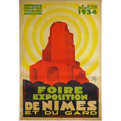 Aff. 80x120cm - Foire Exposition Internationale de Nimes du 2 au 12 juin 1934