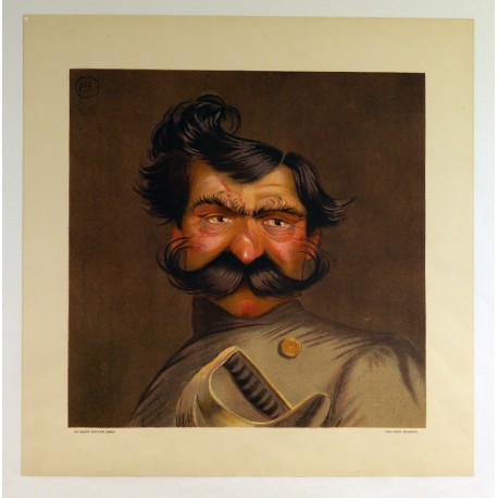 Aff. 52x53cm - Portrait Militraire Moustachu