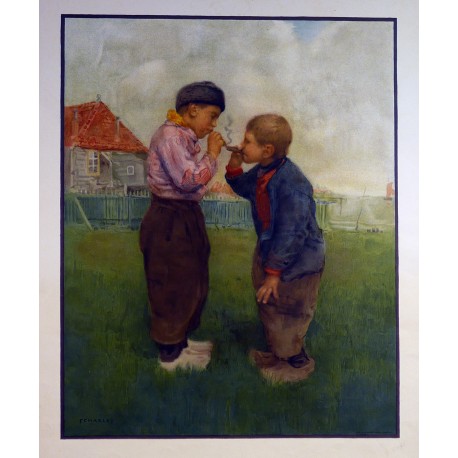 Aff. 58x72cm - Deux garçons qui fument