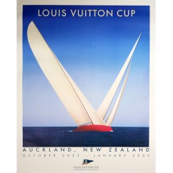 Aff. 123x153cm - Louis Vuitton Cup Auckland 2002 2003 (signée par l'auteur)