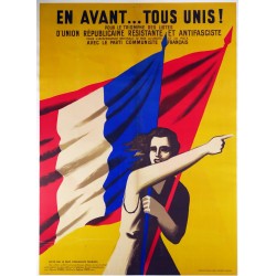 Aff. 116x159cm - En avant, tous unis ! Parti Communiste Français