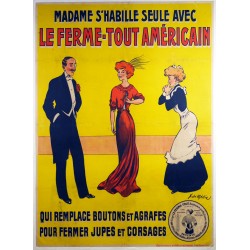 Aff. 111x152cm - Madame s'Habille Seule avec le Ferme-tout Américain