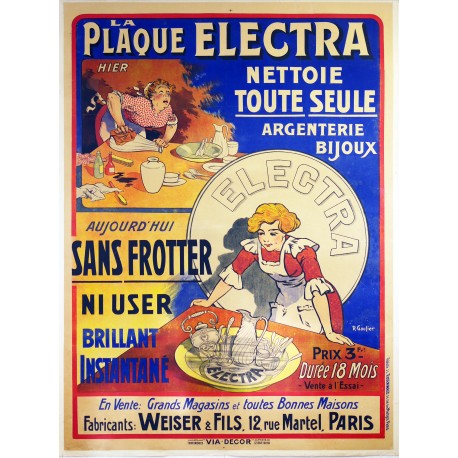 Aff. 115x159cm - La Plaque Electra Nettoie Toute Seule