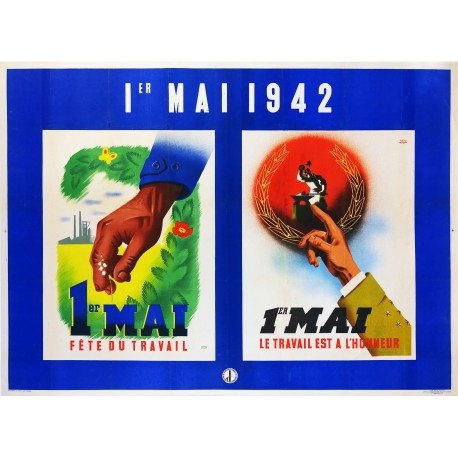 Aff. 158x116cm - 1er mai 1942 Fête du travail