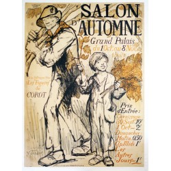 Aff. 111x153cm - Salon d'Automne du Grand Palais Octobre Novembre 1909 Exposition Rétrospective les Figures de Corot