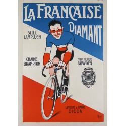 Aff. 38x56cm - La Française Diamant Vélo Bleu Blanc Rouge