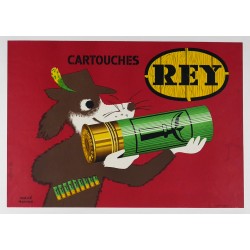 Aff. 56x40cm - Cartouches Rey (Chien Chasseur)