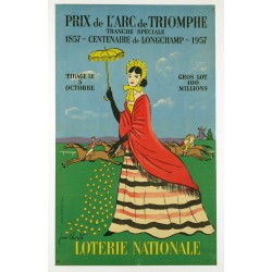 Aff. 37x59cm - Loterie Nationale Prix de l'Arc de Triomphe 1957