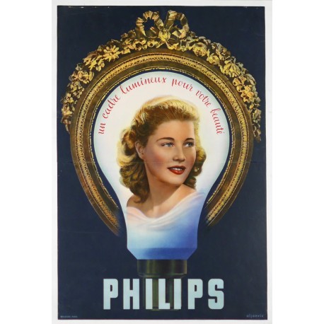 Aff. 39x59cm - Philipps Ampoule Un Cadre Lumineux pour votre beauté