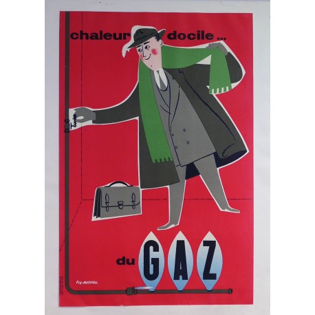 Aff. 39x60cm - Chaleur Docile du Gaz