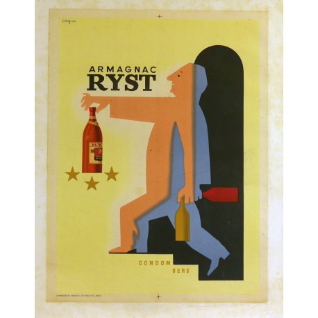 Aff. 45x59cm - Armagnac Ryst Condom Gers