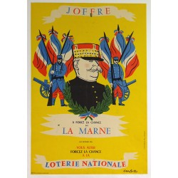 Aff. 39x56cm - Loterie Nationale Joffre a forcé la chance sur la Marne 1960