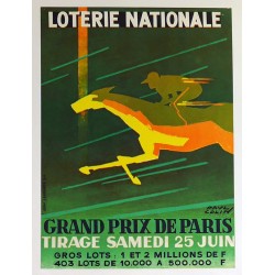 Aff. 29x40cm - Loterie Nationale Grand prix de Paris Tirage du samedi 25 juin (cheval)