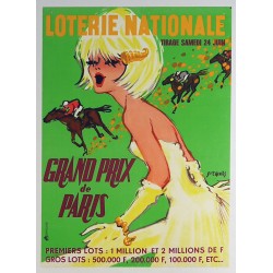 Aff. 29x40cm - Loterie Nationale Grand Prix de Paris Tirage du 24 juin (Femme)
