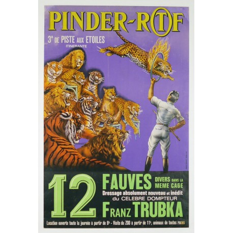 Aff. 40x61cm - Cirque Pinder ORTF 12 fauves Franz Trubka