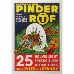 Aff. 40x58cm - Le Grand Cirque Pinder ORTF 25 Nouvelles Prestigieuses Attractions