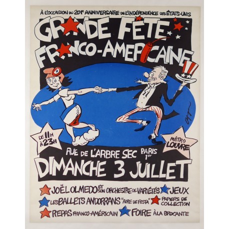 Aff. 51x64cm - Grande Fête Franco Américaine 201eme Anniversaire Indépendance des Etats Unis