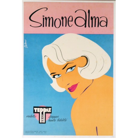 Aff. 35x51cm - Disques Teppaz Simone Alma