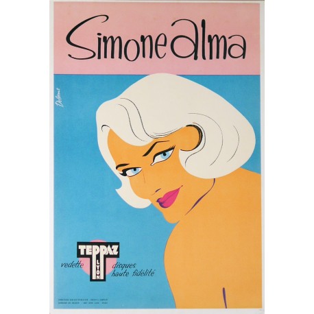 Aff. 35x51cm - Disques Teppaz Simone Alma