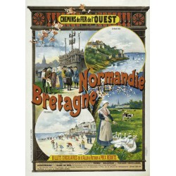 Affiche - Normandie et Bretagne Dinard Trouville Plougastel - 40x60 Giclée