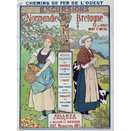 Affiche - Excursions Normandie Bretagne - 40x60 Giclée