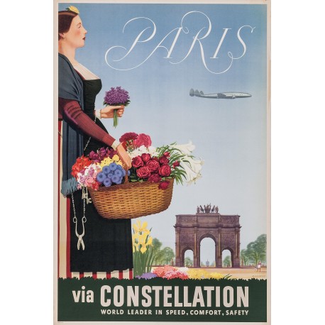 Affiche - Paris via Constallation - 40x60 Giclée