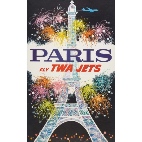 Affiche - Feu d'Artifice Rouge a la Tour Eiffel - 40x60 Giclée