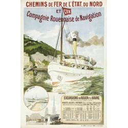 Affiche - Excursions sur Rouen et Le Havre - 40x60 Giclée