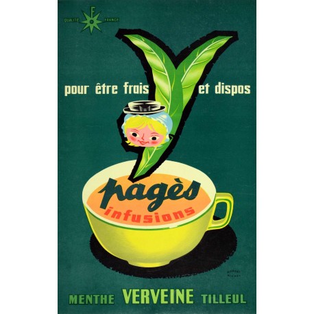 Affiche - Infusions du Velay Menthe Verveine Tilleul - 40x60 Giclée