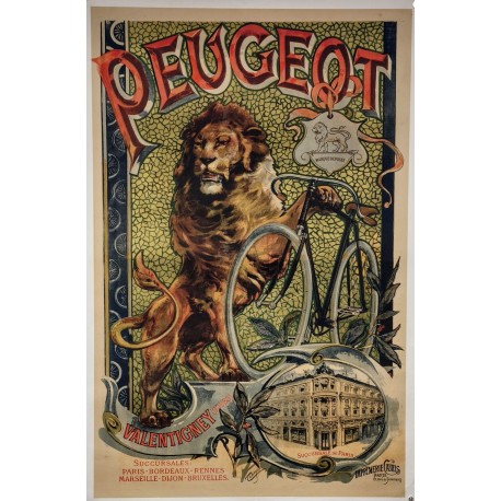Aff. 94x142cm - Peugeot Valentigney Lion