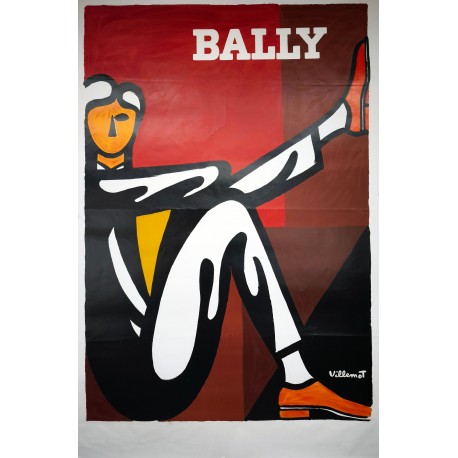 Aff. 120x170cm - Bally Homme Assis Chaussures Orange