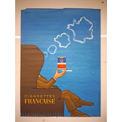 Aff. 116x155cm - Cigarettes Françaises Ronds de Fumée