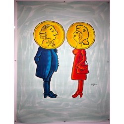 Aff. 120x160cm - Monnaie de Paris Couple Rouge et Bleu