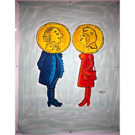 Aff. 120x160cm - Monnaie de Paris Couple Rouge et Bleu