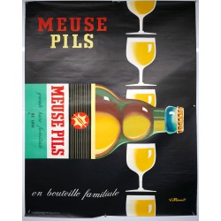 Aff. 118x155cm - Meuse Pils Grande Bière Familiale de Luxe