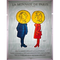 Aff. 120x160cm - Monnaie de Paris Couple Rouge et Bleu Musée des Monnaies et Médailles