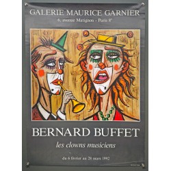 Aff. 56x78cm - Bernard Buffet Galerie Maurice Garnier Les Clowns Musiciens