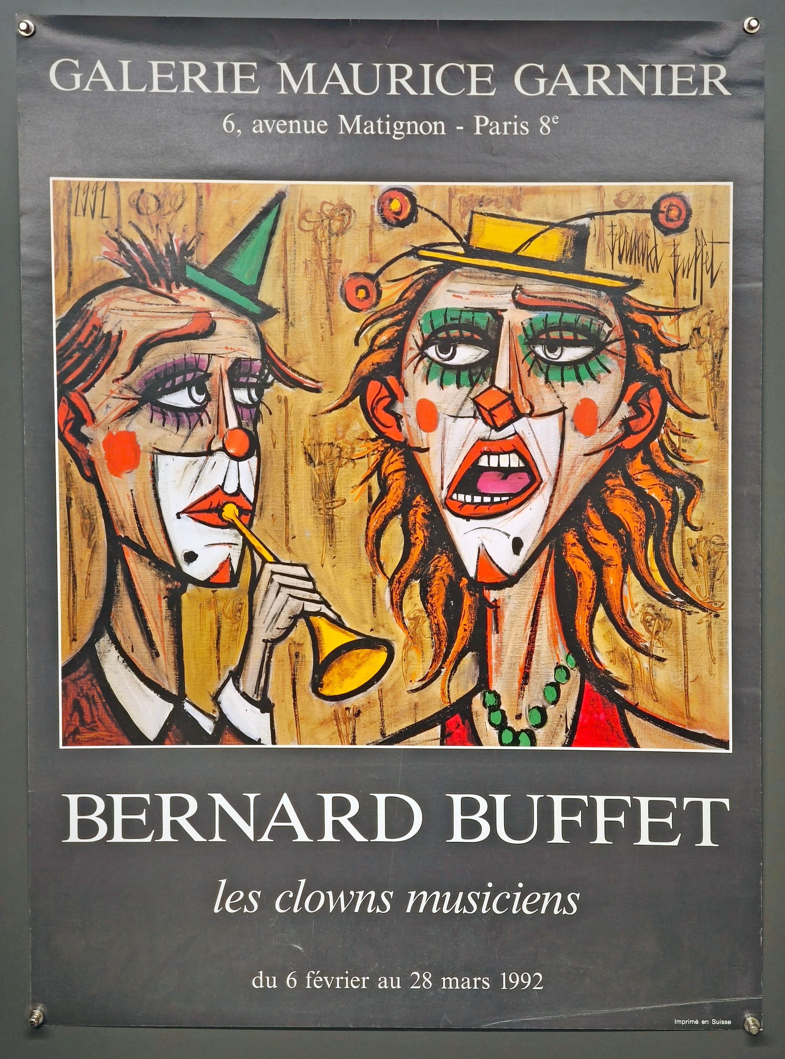 Aff. 56x78cm - Bernard Buffet Galerie Maurice Garnier Les Clowns