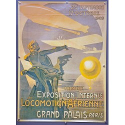 Aff. 57x78cm - Exposition Internationale de Locomotion Aérienne 1909 Grand Palais Paris