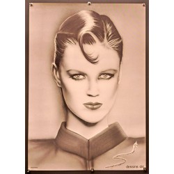Aff. 50x70cm - Portrait de Femme Serpent Noir et Blanc