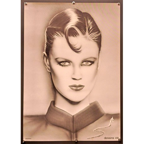 Aff. 50x70cm - Portrait de Femme Serpent Noir et Blanc