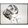 Aff. 70x52cm - Tête de femme Brushing Noir et Blanc