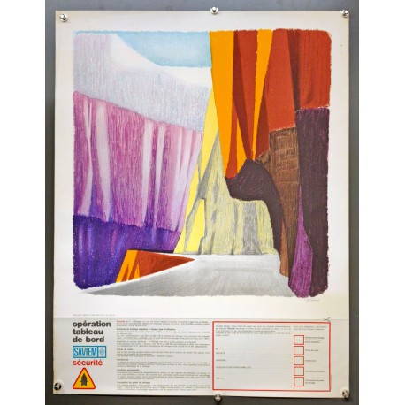 Aff. 50x65cm - Saviem Opération Tableau de Bord Route de Montagne Avec Partie à Découper
