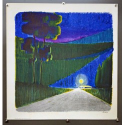 Aff. 50x52cm - Saviem Opération Tableau de Bord Route de Nuit