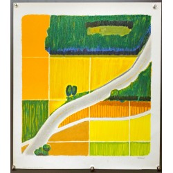 Aff. 50x52cm - Saviem Opération Tableau de Bord Route Vue Aérienne